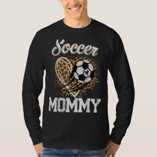 Soccer Mam Leopard Ball Moederdag T-shirt