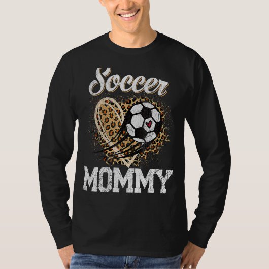 Soccer Mam Leopard Ball Moederdag T-shirt (Voorkant)