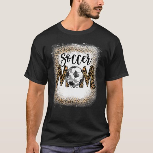 Soccer Mam Leopard Pattern Bleaching Cheer Mam Gam T-shirt (Voorkant)