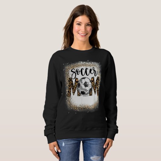 Soccer Mam Leopard Pattern Bleaching Cheer Mam Gam Trui (Voorkant volledig)