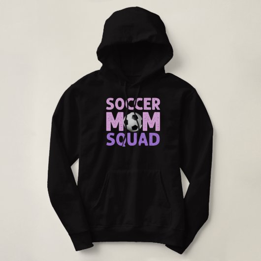 Soccer Mam Squad in Roze en Paars Hoodie (Design voorkant)