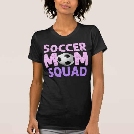 Soccer Mam Squad in Roze en Paars T-shirt (Voorkant)