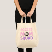 Soccer Mam Squad in Roze en Paars Tote Bag (Voorkant (product))