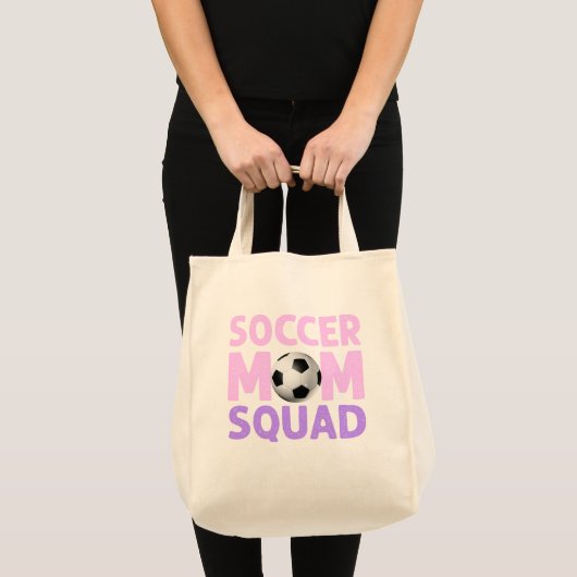 Soccer Mam Squad in Roze en Paars Tote Bag (Voorkant (product))