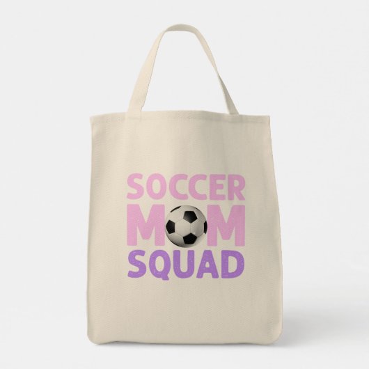 Soccer Mam Squad in Roze en Paars Tote Bag (Achterkant)