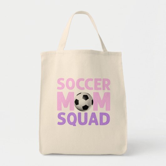 Soccer Mam Squad in Roze en Paars Tote Bag (Voorkant)