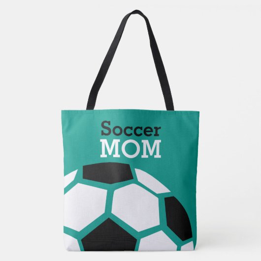 Soccer Mam Trendy Stylish Voetbal Green Tote Bag (Voorkant)
