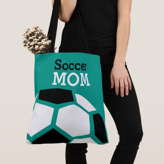Soccer Mam Trendy Stylish Voetbal Green Tote Bag (Dichtbij)