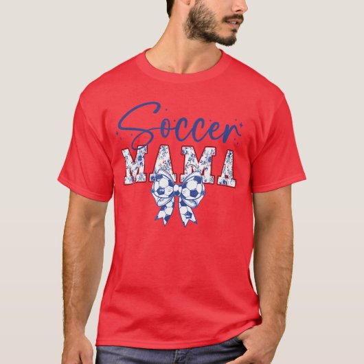 Soccer Mama Coquette Bow Funny Soccer Cheer Mama g T-shirt (Voorkant)