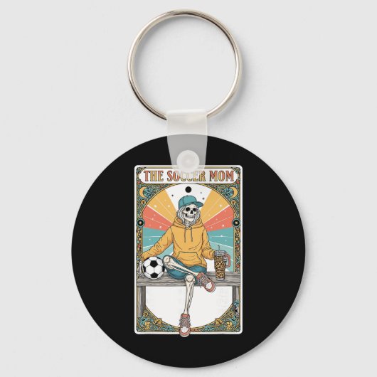 Soccer Mom Tarot Card Skeleton Coffee Byll Sidelin Sleutelhanger (Voorkant)