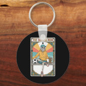 Soccer Mom Tarot Card Skeleton Coffee Byll Sidelin Sleutelhanger (Voorkant)