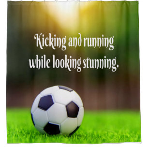 Soccer Motivatie Inspirerend Groen Gebied Douchegordijn