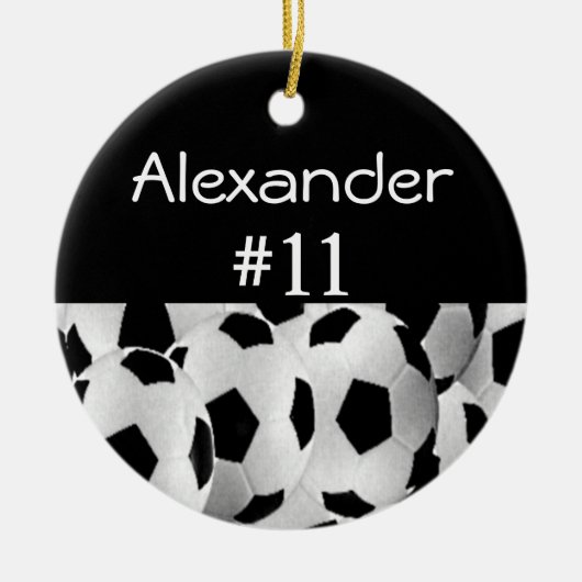 Soccer Name Number Keramisch Ornament (Voorkant)