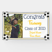 Soccer Navy & Gold One Photo Afstuderen