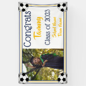 Soccer Navy & Gold One Photo Afstuderen Spandoek (Verticaal)