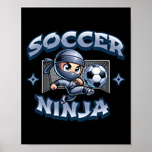 Soccer Ninja Player Martial Arts Karate Poster (Voorkant)