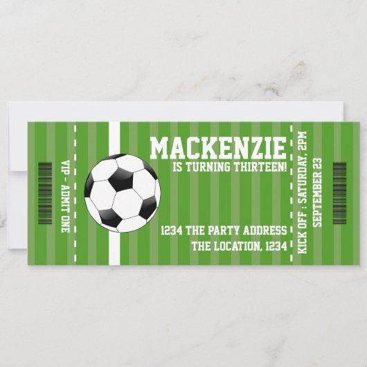Soccer Novelty Ticket Personalized Kaart (Voorkant)