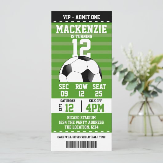 Soccer Novelty Ticket Personalized Kaart (Staand voorkant)