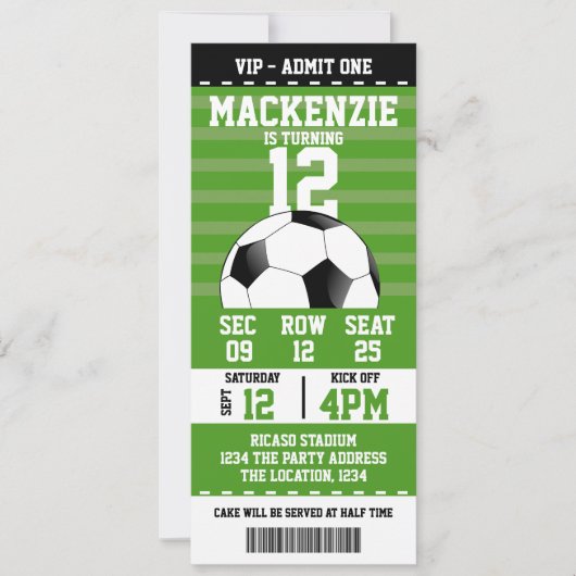 Soccer Novelty Ticket Personalized Kaart (Voorkant)