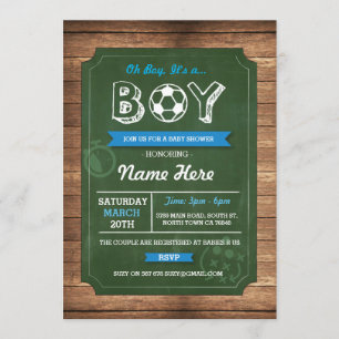 Soccer Oh Boy Baby shower Football nodigt uit Kaart
