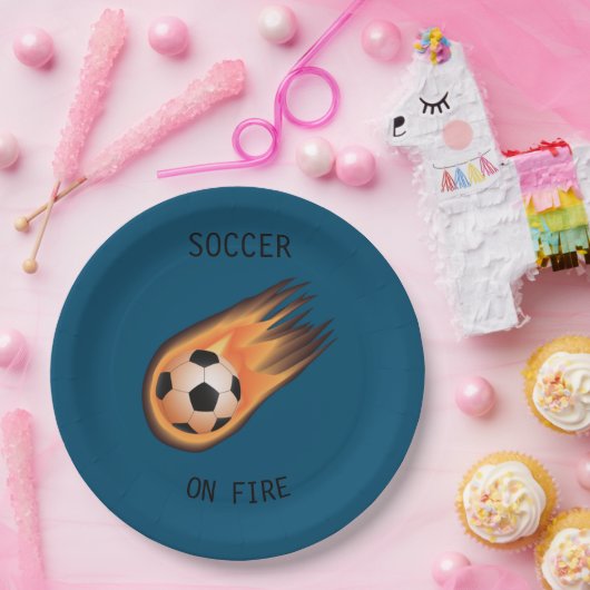 SOCCER "On Fire" papieren borden. Papieren Bordje (Feest)