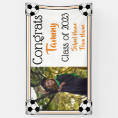 Soccer Oranje & Black One Photo Afstuderen Spandoek (Verticaal)