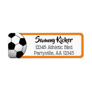 Soccer Oranje en zwart adres Etiket