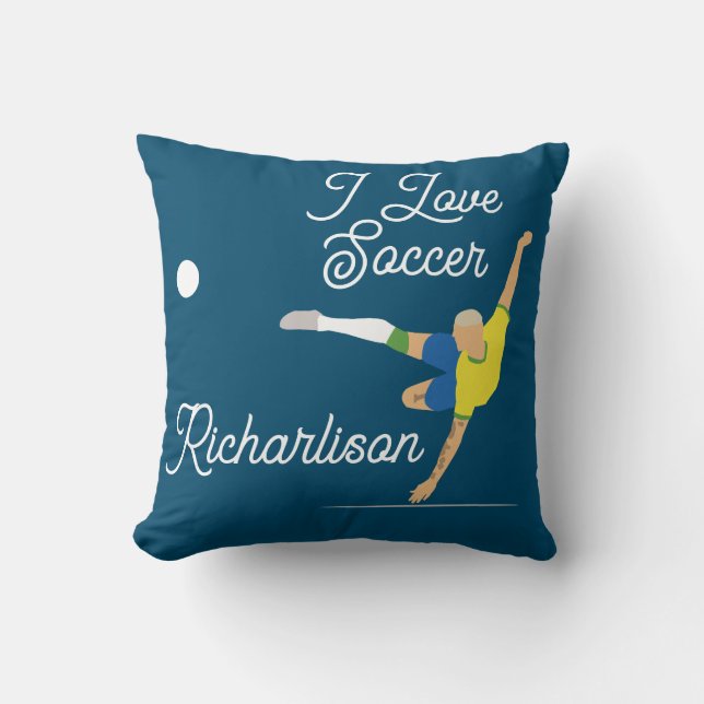 Soccer Overhead Kick Brazil T-Shirt Kussen (Voorkant)