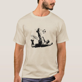 Soccer Overhead Kick with Ball Black White T-shirt