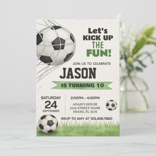 Soccer Party Invitation Kaart (Staand voorkant)
