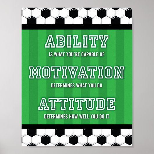 Soccer Party MOTIVATIE QUOTE Sign Print (Voorkant)