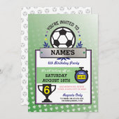 Soccer Party Sport Verjaardag Groene Uitnodigingen (Voorkant / Achterkant)