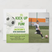 Soccer Party Verjaardag Uitnodiging met foto (Voorkant)
