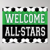 Soccer Party WELCOME ALL-STARS Sign Print (Voorkant)