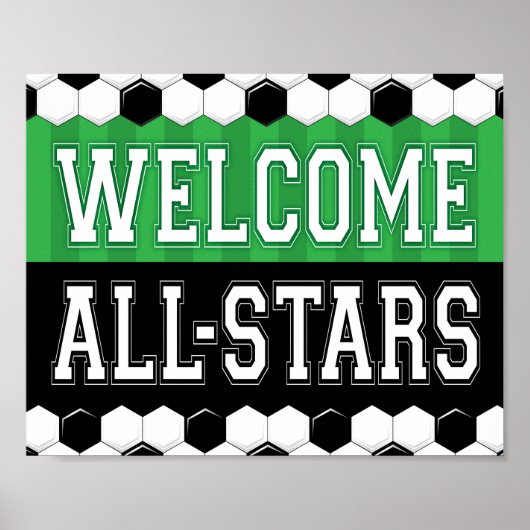 Soccer Party WELCOME ALL-STARS Sign Print (Voorkant)