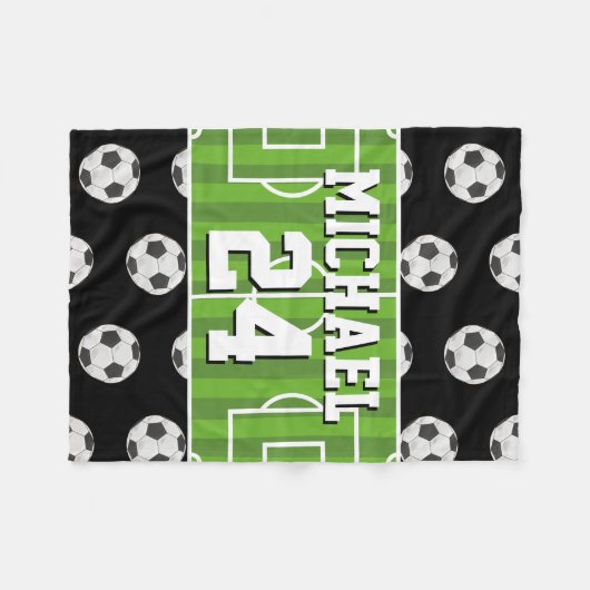 Soccer Pattern Player Name Jersey Sports Fleece Deken (Voorkant (Horizontaal))