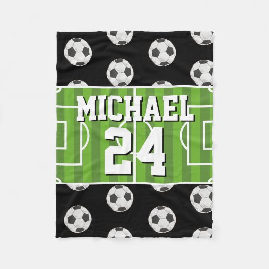 Soccer Pattern Player Name Jersey Sports Fleece Deken (Voorkant)