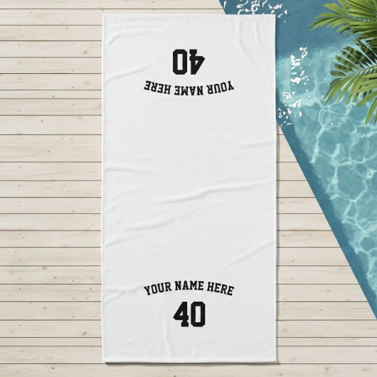 Soccer Personalized Black and White Towel Badhanddoek