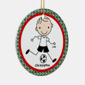 Soccer Personalized Boy kerstversiering Keramisch Ornament (Rechts)