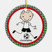 Soccer Personalized Boy kerstversiering Keramisch Ornament (Voorkant)