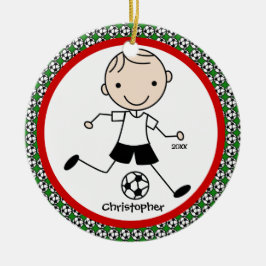 Soccer Personalized Boy kerstversiering Keramisch Ornament