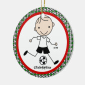 Soccer Personalized Boy kerstversiering Keramisch Ornament (Links)