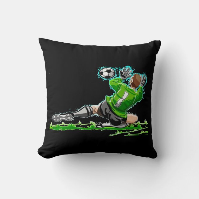 Soccer Pillow Black en White Kussen (Voorkant)