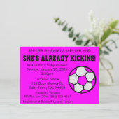 Soccer Pink Baby shower Invitation,  Kaart (Staand voorkant)