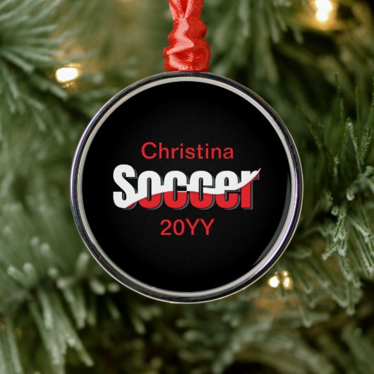 Soccer Player Abstract Swish - Word Art Metalen Ornament (Boom)
