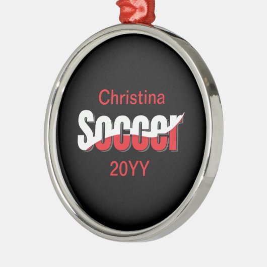 Soccer Player Abstract Swish - Word Art Metalen Ornament (Links)