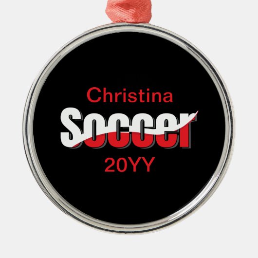 Soccer Player Abstract Swish - Word Art Metalen Ornament (Voorkant)