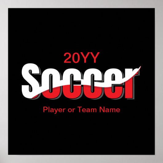 Soccer Player Abstract Swish - Word Art Poster (Voorkant)
