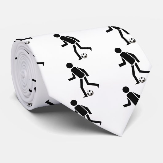 Soccer player and ball custom neck tie stropdas (Opgerold)