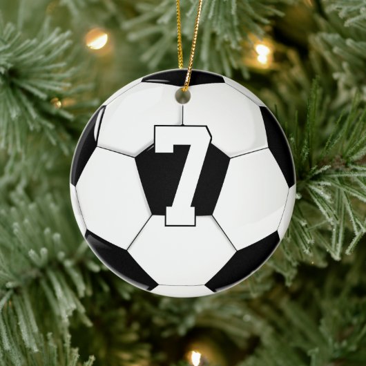 Soccer Player Custom Jersey Number Sport Kerstmis Keramisch Ornament (Boom)